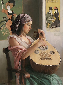 Minstrel's Melody by Allan Banks - 24 x 18 inches Signed and dated 2008 musical instruments 