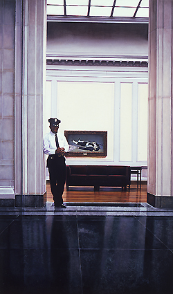 Salon of Valor by Barry Oretsky - 34 x 20 inches Signed and dated '88 canadian photo-realist museum interior 