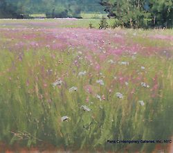 Carlson Meadow by Ben Bauer - 19 x 21 inches Signed contemporary american tonalist landscapes flowers 