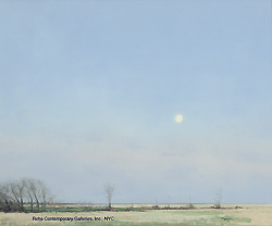 Spring Moonrise in South Dakota by Ben Bauer - 24 x 29 inches Signed contemporary american tonalist landscapes 