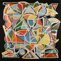 I drew this while waiting for a table and made this painting after dinner by Chris Pousette-Dart - 42 x 42 inches Signed and dated 2006 on the reverse contemporary american abstract 