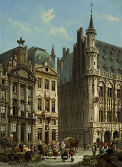 Grand Place, Brussels by Cornelis Christiaan Dommelshuizen (Dommersen) - 15 1/2 x 11 inches Signed and dated '83; also signed, titled and dated on the reverse 19th century dutch street scenes
