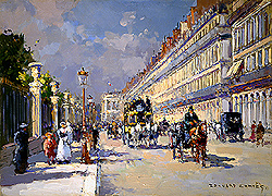 Rue de Rivoli by Edouard Leon Cortes - 13 x 18 inches Signed paris street scene daylight daytime midday street scene 
