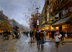 Les Grands Boulevards, Th��tre des Vari�t�s by Edouard Leon Cortes - 13 x 18 inches Signed Edouard cortes edouard cortez edouardo cortes edouardo cortez paris street scene 