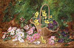 Still Life of Flowers and a Basket - George Clare