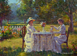 Summertime by Gregory Frank Harris - 13 x 18 inches Signed; also signed and titled on the reverse contemporary american genre garden figures figurative 