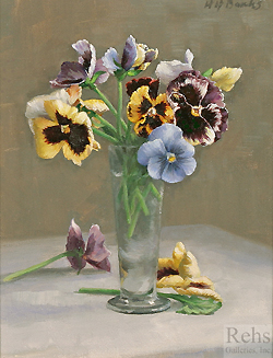 Pansies by Holly Hope Banks - 10 x 8 inches Signed flowers in a glass vase