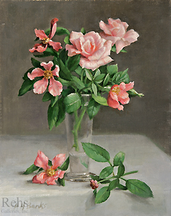 New Dawn & Butterfly Roses by Holly Hope Banks - 10 x 8 inches Signed flowers still life contemporary american 