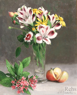 Flowers with a Lady Apple by Holly Hope Banks - 10 x 8 inches Signed flowers still life contemporary american 