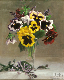 Pansies & Lavender by Holly Hope Banks - 10 x 8 inches Signed flowers still life contemporary american 
