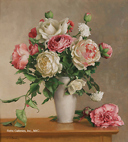 Pink & White Bouquet by Holly Hope Banks - 18 x 17 inches Signed contemporary american still life roses