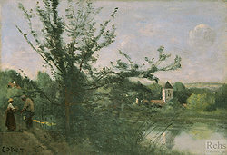 Environs de Mantes, Recontre au bord de la Seine - Jean Baptiste Camille Corot