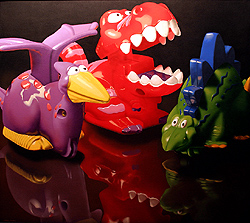 Dinosaurs by John Kuhn - 44 x 40 inches Signed photorealism toys photo-realism 