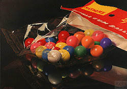 Gumballs by John Kuhn - 20 x 28 inches Signed american contemporary realism photrealism photo-realism candy gum 