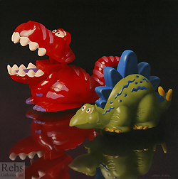 Dinosaurs: T- Rex by John Kuhn - 20 x 20 inches Signed photorealism toys photo-realism 