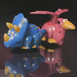 Dinosaurs: T-Bird by John Kuhn - 20 x 20 inches Signed photorealism toys photo-realism 