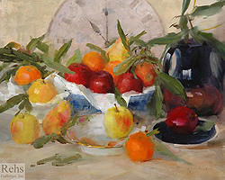 Apples, Pears and Oranges by Katie Swatland - 16 x 20 inches Signed; also signed and titled on the reverse american contemporary still life fruit