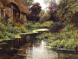 Summer Afternoon, Normandy by Louis Aston Knight - 35 x 46 inches Signed and inscribed Paris landscape water normandy brittany cottage garden aston knight french landscape 