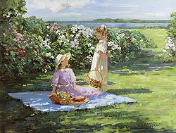 Summer Shade by Sally Swatland - 30 x 40 inches Signed contemporary garden scenes 