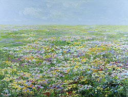 Spring Flowers by Sally Swatland - 30 x 40 inches Signed garden landscape impressionist scenes contemporary art 