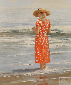 The Red Dress by Sally Swatland - 24 x 20 inches Signed; also signed and titled on the reverse  