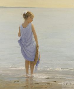 Summer Morning by Sally Swatland - 24 x 20 inches Signed; also signed and titled on the reverse children beach summer 