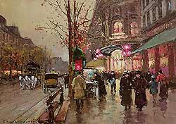 Th��tre du Vaudeville by Edouard Leon Cortes - 13 x 18 inches Signed Edouard cortes edouard cortez edouardo cortes edouardo cortez paris street scene 