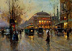 Th��tre du Ch�telet by Edouard Leon Cortes - 13 x 18 inches Signed Edouard cortes edouard cortez edouardo cortes edouardo cortez paris street scene 