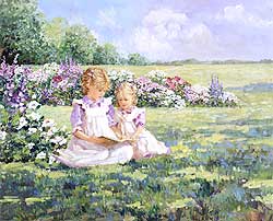 Story Time on Round Hill by Sally Swatland - 26 x 32 inches Signed  