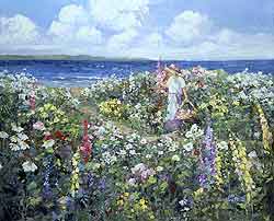 Nantucket Garden by Sally Swatland - 26 x 32 inches Signed  