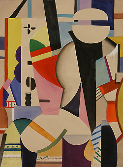 The Artist by Ugo Omleto Giannini - 14 5/8 x 11 inches Estate stamped and dated by the artist '51 american abstract leger klee 