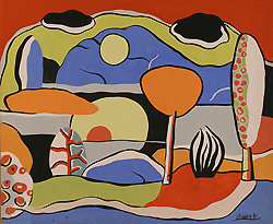 Landscape by Ugo Omleto Giannini - 13 3/4 x 17 inches Signed and dated '51 american abstract leger klee 