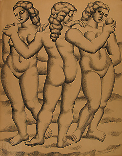 Nudes by Ugo Omleto Giannini - 28 3/4 x 22 1/2 inches Signed and dated '49 american abstract leger klee 