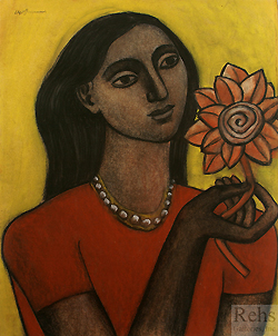 Woman with Flower - Ugo Giannini