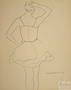 Ballerina - Verso by Ugo Omleto Giannini - 17 x 14 inches Signed and dated '52 matisse ballet line drawning 