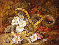 Basket of Flowers and Bird\'s Nest - Vincent Clare