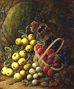 Apples, Plums, Raspberries and Grapes