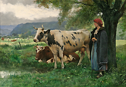 Peasant Woman with Cows