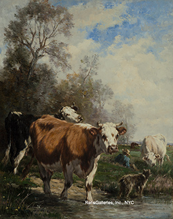 Cows with Shepherd and Dog - Dieterle, Marie