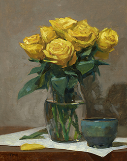 Yellow Roses with Bowl