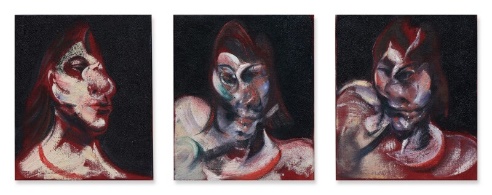 three works of abstract faces by francis baconDescription automatically generated