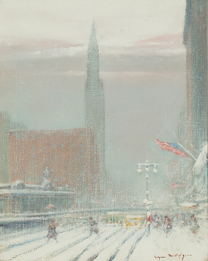 New York City street scene in winter