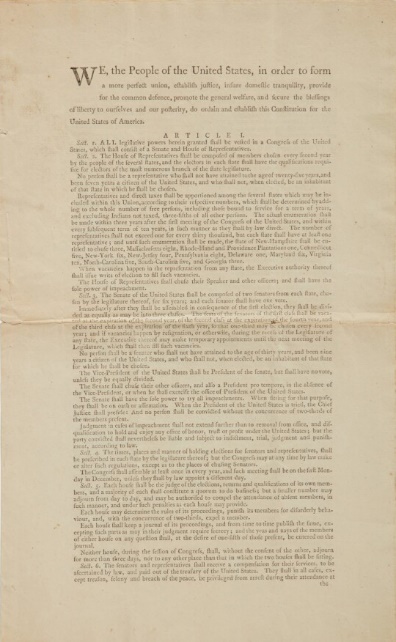 A copy of the US Constitution