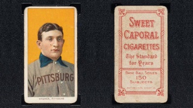 Honus Wagner baseball card, front and back