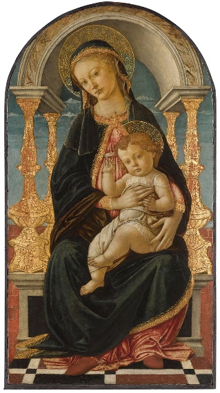 A painting of a person holding a childDescription automatically generated