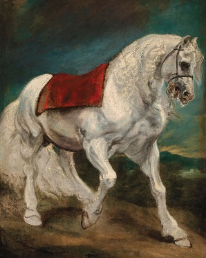 A painting of a white horseDescription automatically generated